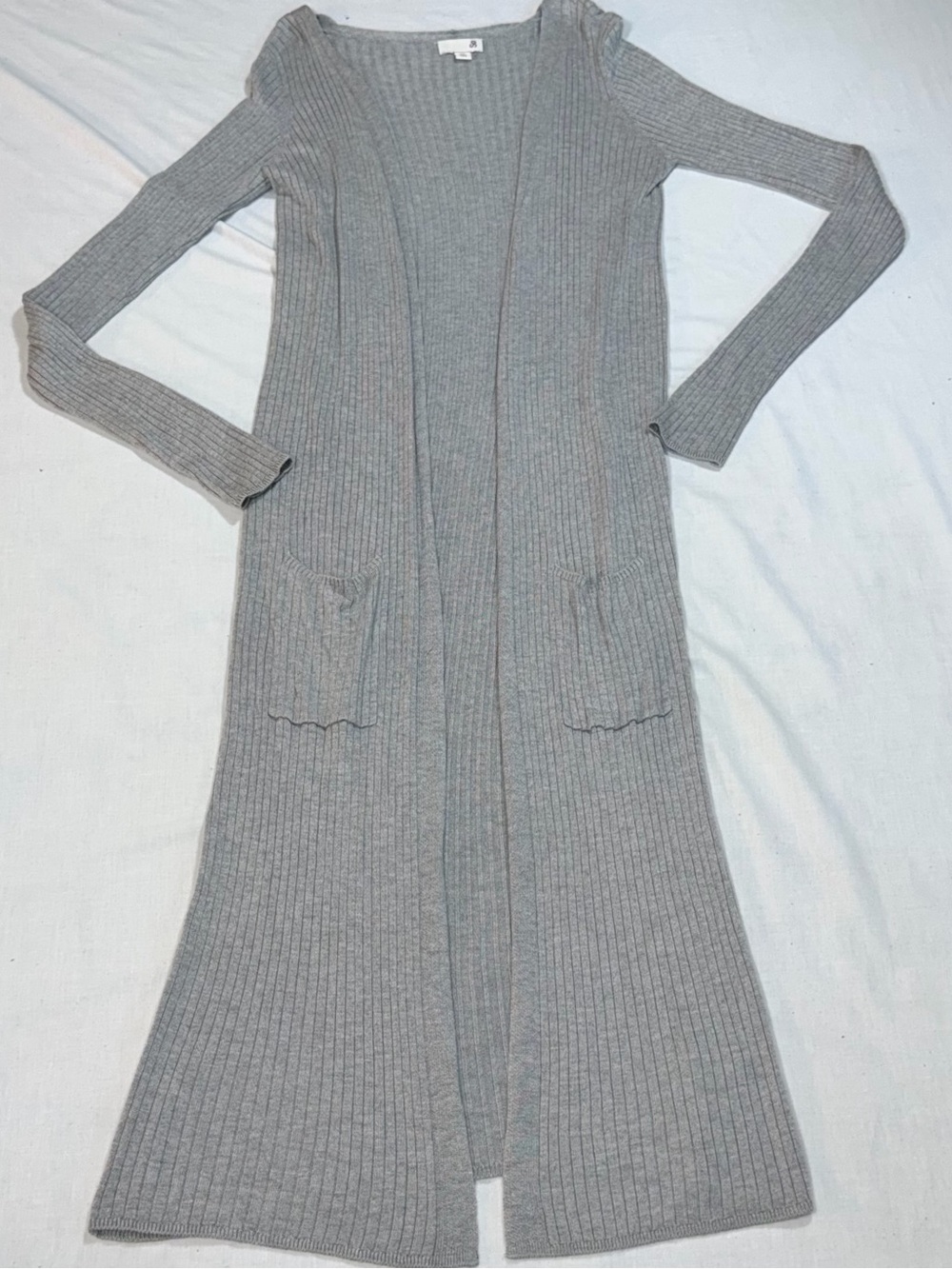 SO Women’s XS Gray Ribbed Longline Duster Cardigan Open Front P71